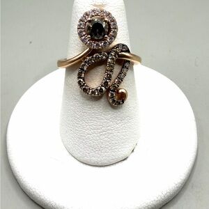 Levian 14k Rose Gold Chocolate and White Diamond Snake Ring